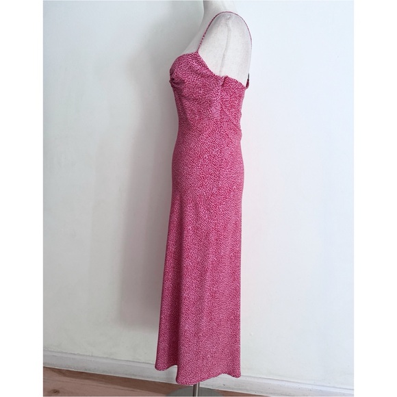 VGUC Zara Pink Animal Print SlipMidi Backless Dress Small - Picture 6 of 14